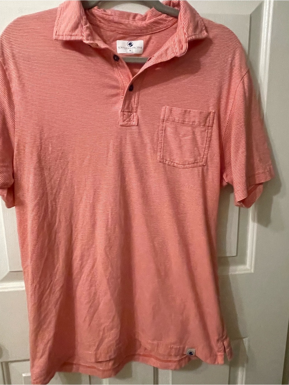 Southern Proper Men’s Coral Short Sleeve Polo Pocket Shirt